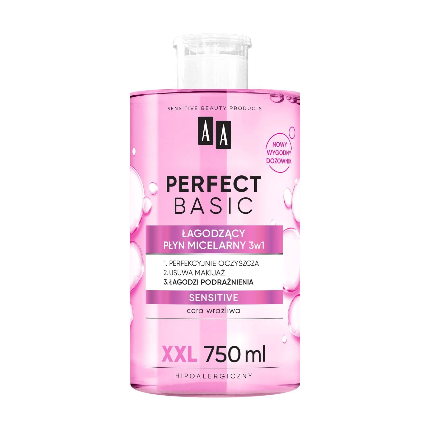 Заспокійлива міцелярна вода 3 в 1 AA Perfect Basic Sensitive XXL, 750 мл