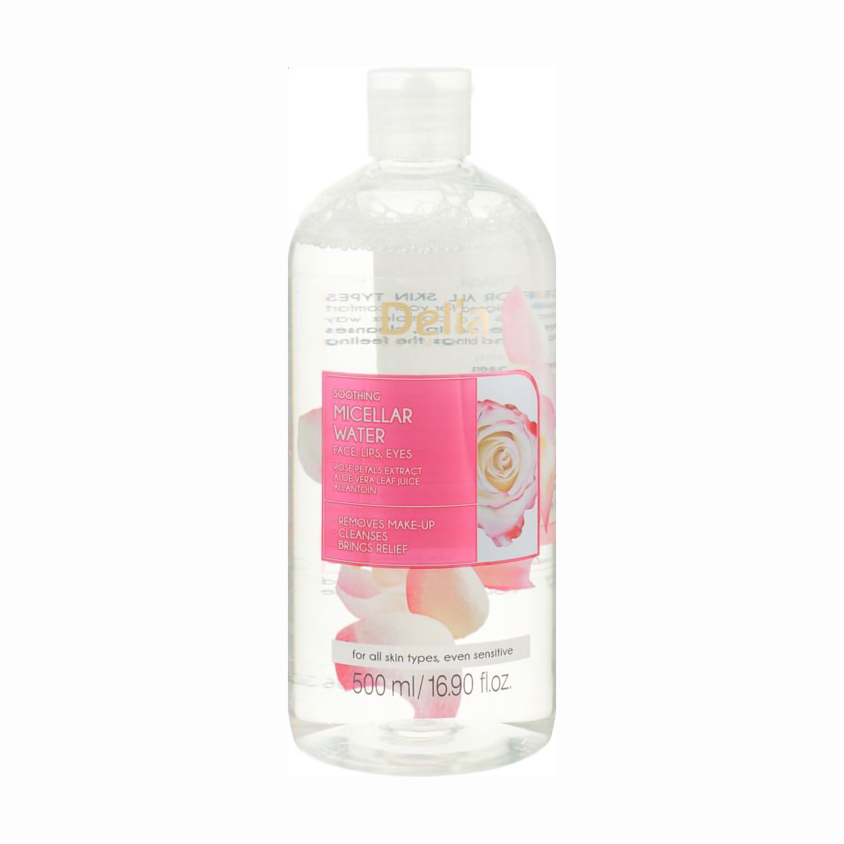 Заспокійлива міцелярна вода Delia Cosmetics Rose Petals Extract Micellar Water з екстрактом пелюсток троянди, 500 мл